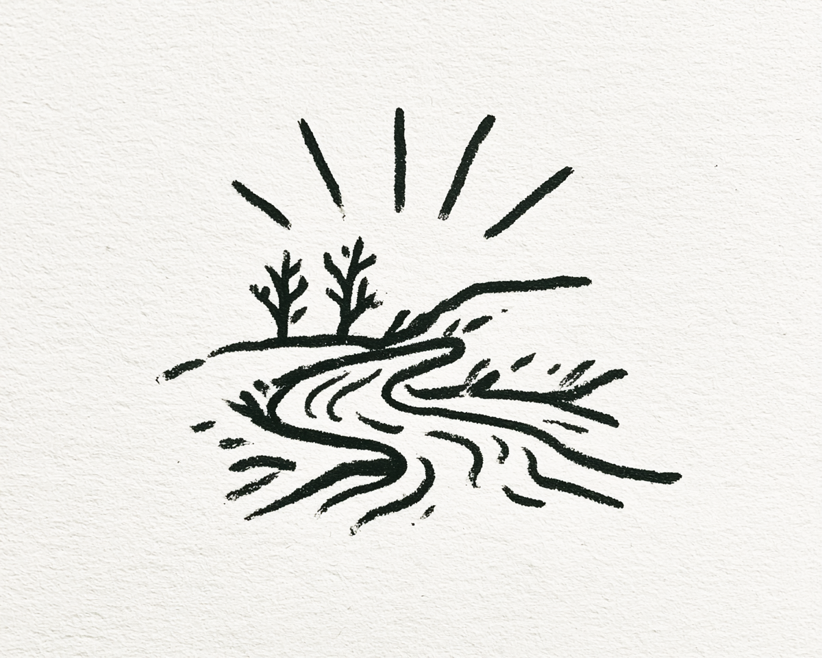 Hand drawn ancient Christian symbols: cross, fish, Chi-Rho, oil lamp, scroll, olive branch, and chalice