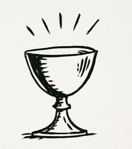 Hand-drawn ink illustration of a cracked goblet