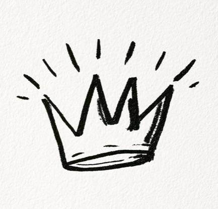 Hand-drawn ink illustration of a simple crown